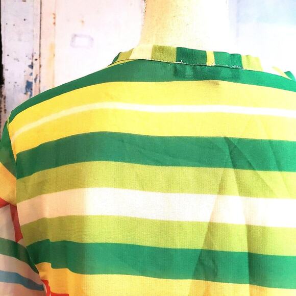 Kaktus Sheer Southwest Tunic Top Size L Bright Colors Contemporary New Retro - Picture 8 of 12